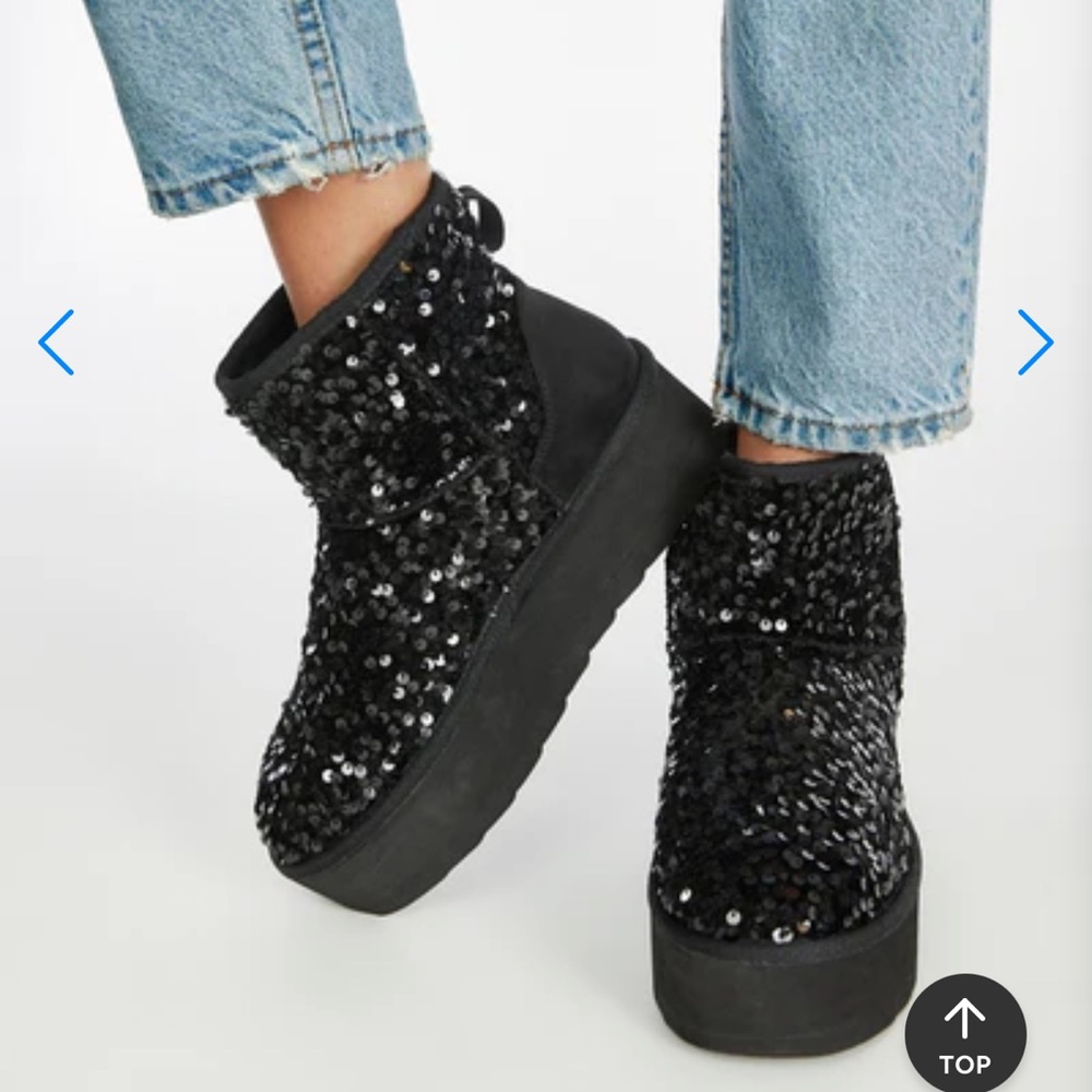 JustFab Black Sequin Winter Boots